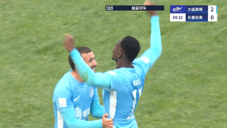 馬萊萊大連處子球！呂焯毅助攻馬萊萊破門，大連英博2-0亞泰
