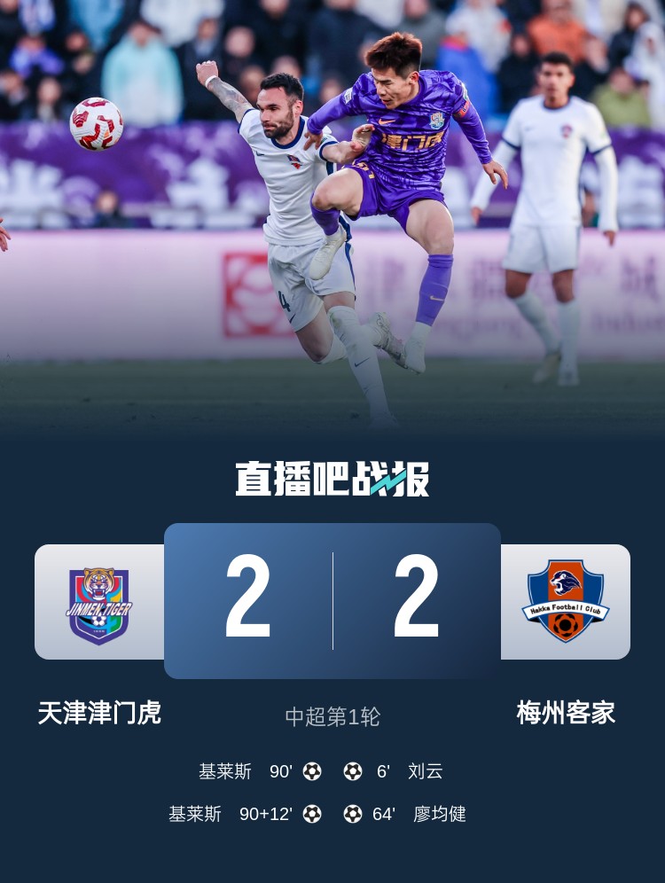 和風(fēng)勁吹！今日下午中超4場比賽全部以平局收場